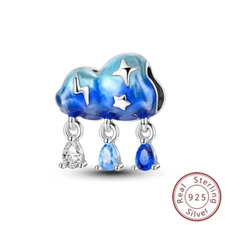 MULA 925 Sterling Silver AAA CZ Charm Enamel Clouds Raindrops For Women Bracelet