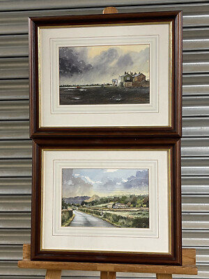 Paar Original Aquarelle des Cumbria Lake District Gebiets Robert W Harris