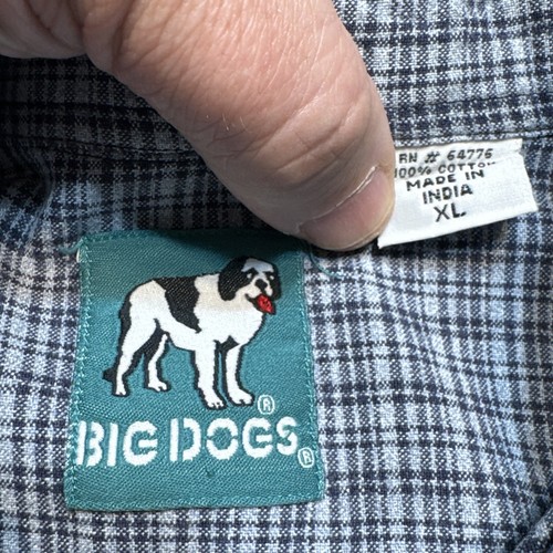 Vtg Big Dogs Shirt Mens Size XL Blue Button Down Long Sleeve 100% Cotton Casual - Picture 3 of 13