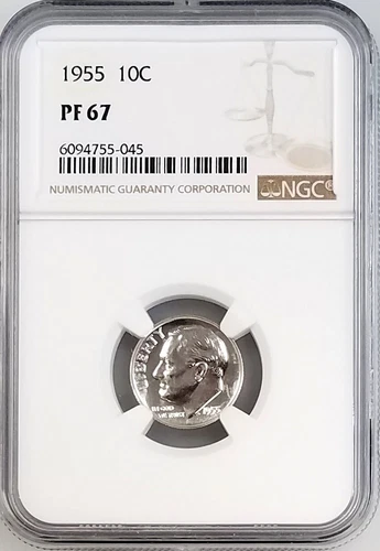 1955 Proof Roosevelt Dime certified PF 67 by NGC! 