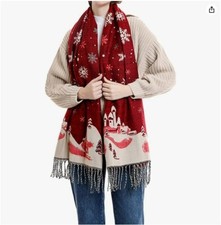 Scarf Blanket Scarf Tassel Reversible Wrap Shawl for Christmas New Year