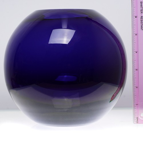 Oasis Vase Deep Purple Art Glass Large Heavy Rose Bowl Poland Crate & Barrel - Picture 3 of 5