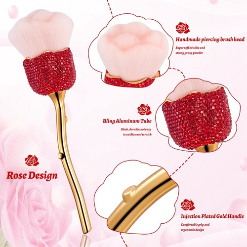 1PC Bling Powder Blush Brush Concealer Facial Brush Rose Shape Makeup Brush Soft - Picture 9 of 15