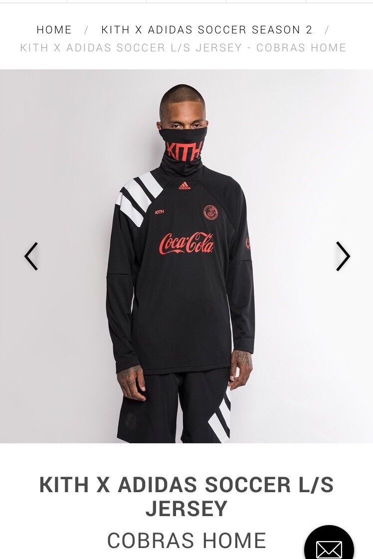 Kith x Adidas Soccer L/S Jersey Cobras Home Black Red White Kith x Adidas Soccer L/S Jersey Cobras Home Black Red White