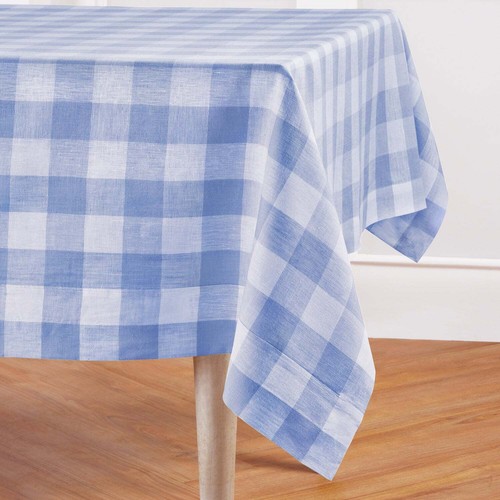 Solino Home 100% Pure Linen Tablecloth for Summer Kitchen Dining - Buffalo Check - Picture 56 of 80