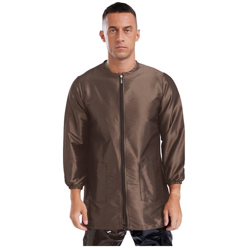 Unisex Long Sleeve Zipper Pockets Robe Gown Smock Jacket for Hair Barber Salon - Picture 86 of 113