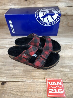 Men’s Birkenstock Arizona Rivet Plaid Fur Lined Sandals Birkenstock Arizona Rivet, Men main image 4