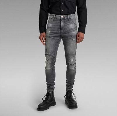 G-STAR Men's 5620 Skinny Jeans with 3D Zipper, Knee Length, Grey