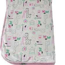 Chick Pea Pink Owls Giraffes Butterflies Baby Blanket Silky Sherpa 2016 30x40