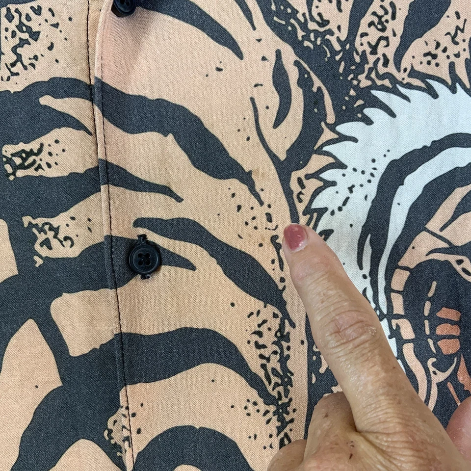 Guess рубашка мужская 2 X вискоза азиатский бонсай тигр татуировки гавайский Алоха Slim Fit - Изображение 2 из 4