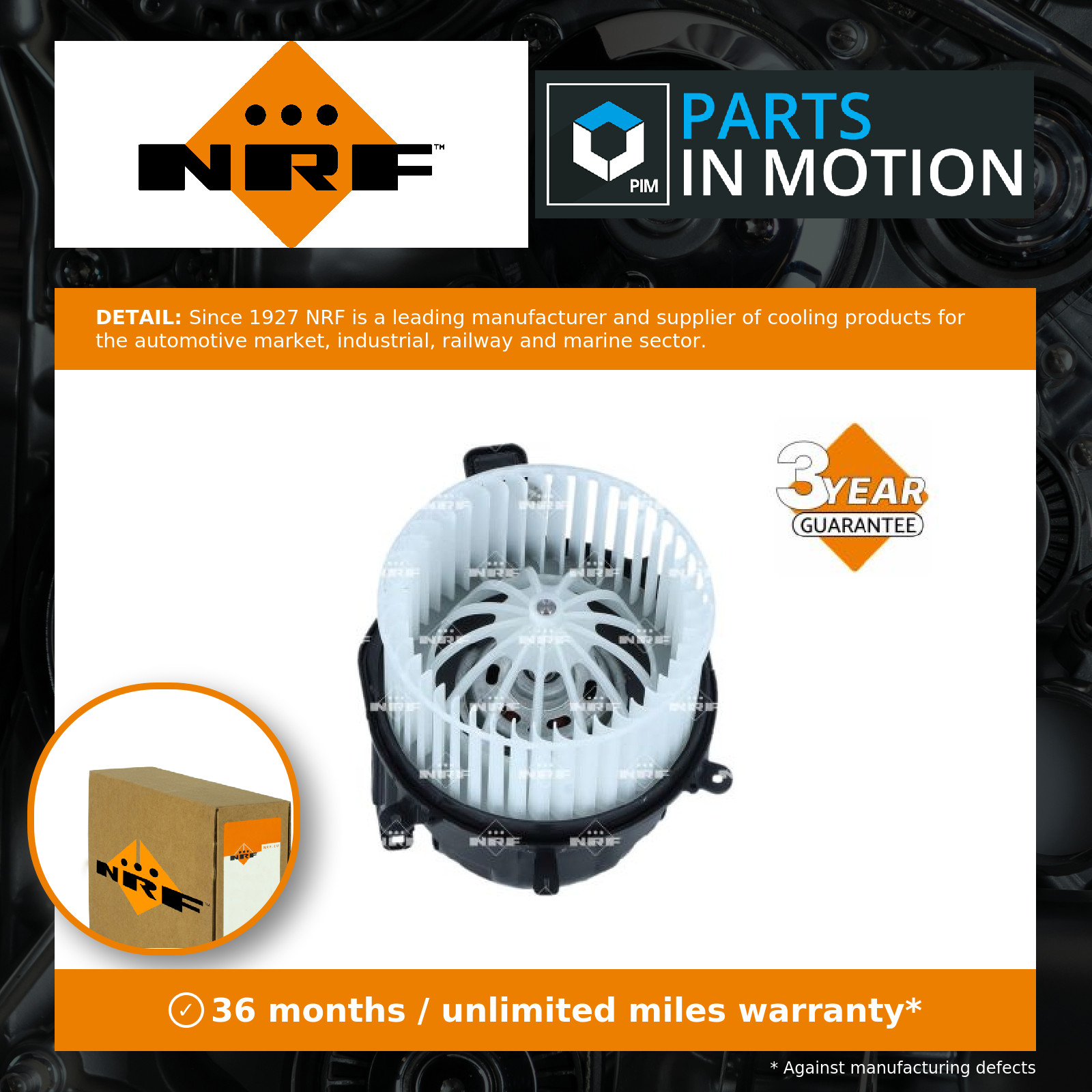 Interior Blower Motor fits PORSCHE 718 CAYMAN 982 4.0 2019 on Heater NRF Quality - Image 3