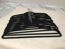 BLACK VELVET COVERED NO SLIP COAT HANGERS,FULL SIZE,PreOwned Never Used, 12