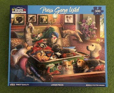 Paws Gone Wild - WHITE MOUNTAIN- 500 Pc Puzzle (larger pcs) w/bonus poster