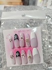 Handmade Press-On Nails Medium Oval Multicolor Glitter Floral Pre-Designed — photo 3