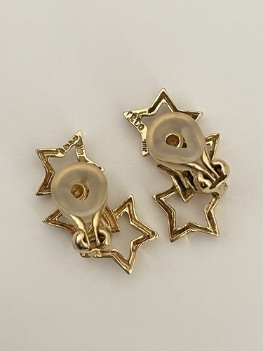 K18 Tiffany & Co. triple stars earrings ear clips - Imagen 2 de 9
