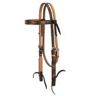 Weaver Leather 1” Floral Carved Leather Browband Headstall - Tooled Chestnut