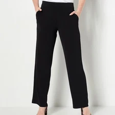 Susan Graver Size 3X Black Regular Liquid Knit Wide-Leg Pull-On Pants