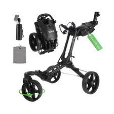 Tivor Golf Push Cart with 360&deg; Front Wheels & Handbrake, 3 Wheel Pull Cart