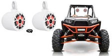  2 Rockville 6.5" LED 360  Swivel White Aluminum Tower Speakers For RZR/ATV/UTV