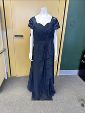 Blue Floral Sequins Embroidered Evening Gown