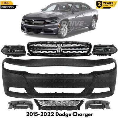 Front Bumper Cover Paintable & Grille Assembly Kit For 2015-2022 Dodge Charger