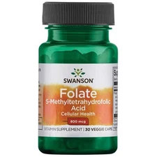 SWANSON Folate 5-Methyltetrahydrofolic Acid 30 Vegetarian Capsules