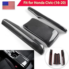 Carbon Style Fits Honda Civic 2016-2021 Armrest Box Cover Center Console Overlay