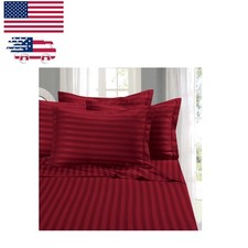 Cozy 6-Piece King Microfiber Bed Sheet Set - Elegant Damask Stripe, Burgundy