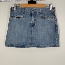 Y2K Polo Jeans Co Ralph Lauren Racer Denim Mini Skirt Light Wash Blue Size 6