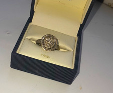 9ct White Gold Diamond Cluster Ring Hallmarked Size P Stackable Cocktail