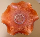 FENTON 8 3/4" DARK MARIGOLD CAPTIVE ROSE  BOWL -VERY NICE
