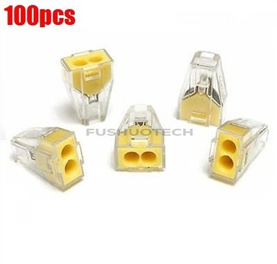 100Pcs Wire Contecter Push In Yellow 2 Pins 0.75-2.5MM2 PCT-102 New Ic vc #vn