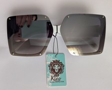 KLEO Women's Silver Mirrored Oversized Rimless Square Sunglasses  NEW