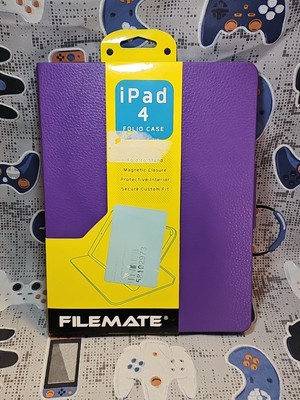NEW Filemate  IPad 4 Folio Case Fold To Stand Protective Secure PURPLE 10'
