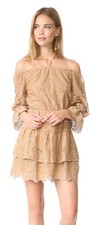 Alice + Olivia Waylon Off The Shoulder Dress Mude Eyelet Size 2