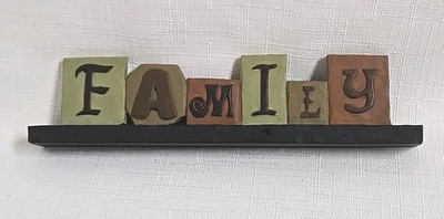 FAMILY Shelf Sitter BOHO Neutral  Ornament For Home Decor Sign CUTE Office Desk