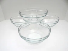 Duralex Clear Glass Bowls Set of 4 Nesting 6 1/2" Soup Cereal Chili Made France