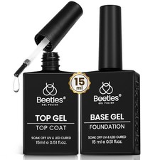 Beetles No Wipe Gel Top Coat and Base Coat Set for Gel Nail Polish - 2Pcs 15ml