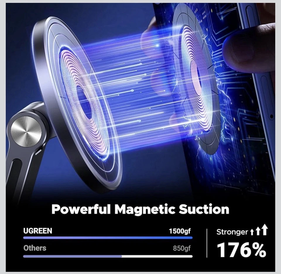 UGREEN MagSafe Soporte de Teléfono Soporte de Escritorio Ajustable para iPhone Serie 12-17 Foto 3 de 4