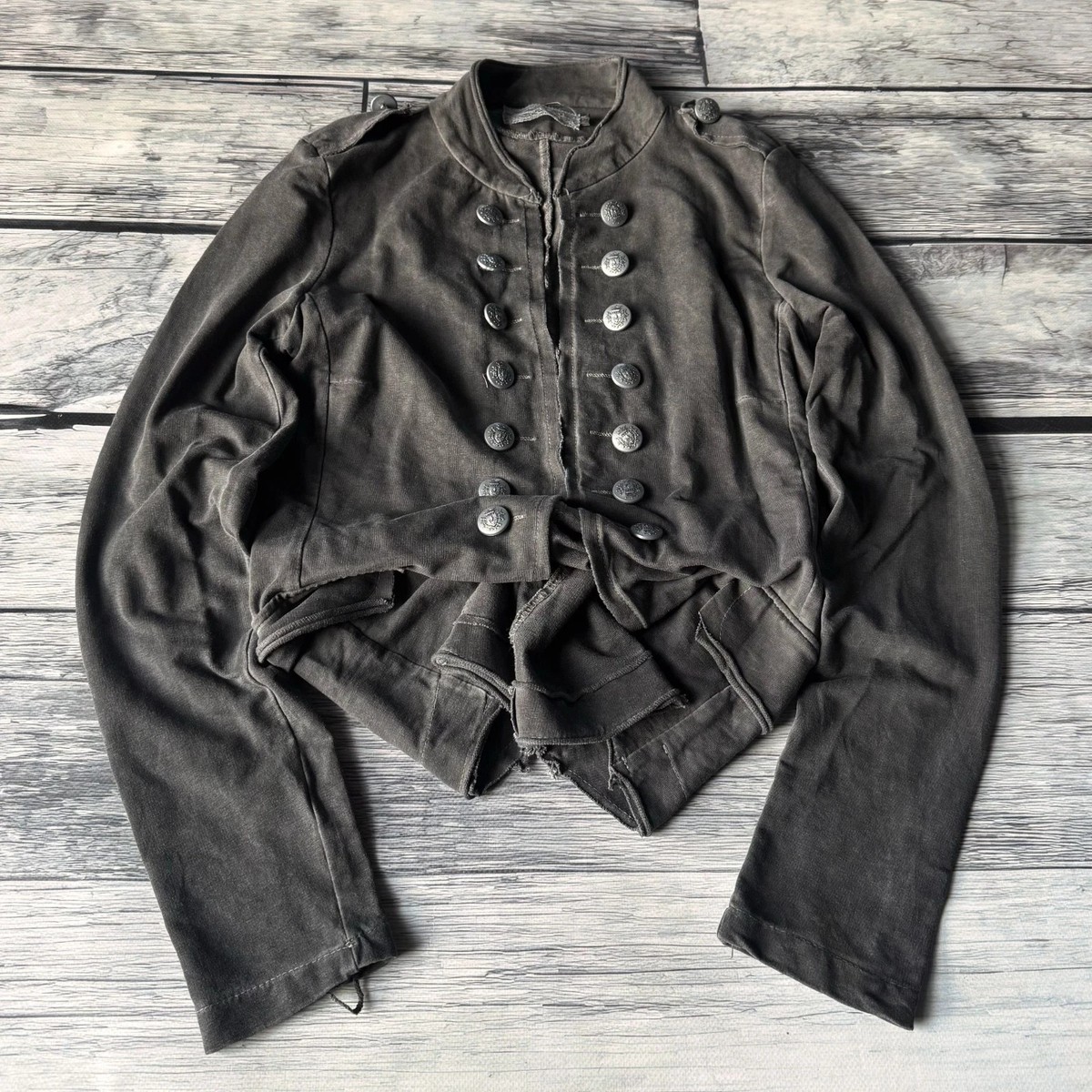 【即日発送可能】Military Napoleon Jacket Archive VTG Napoleon Gray Military Jacket Vintage Cropped Button Officer