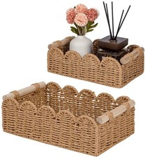 Toilet Paper Storage Organizer Basket, Scalloped Decorative Baskets for Over ...