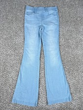 SPANX Jeans Womens S Petite Blue Light Wash Flare Stretch Denim Pull On Bootcut