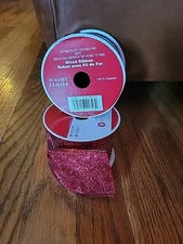 2.5"x 20ft  Red Glitter Wired Christmas Ribbon by Celebrate It 2x