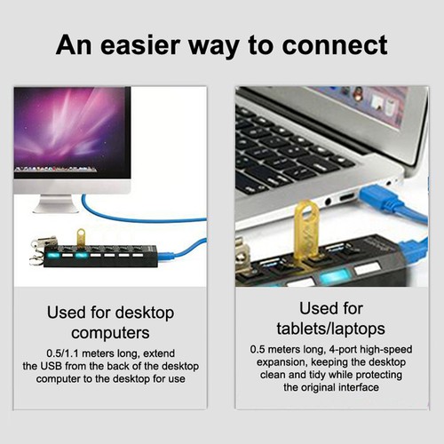 High Speed 7Port LED USB 2.0 Adapter Hub Multi-Port Socket U Disk - Bild 6 von 14