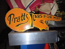 VINTAGE PRATTS CARS FOR HIRE PORCELAIN METAL SIGN LIMOUSINE RENTAL FANCY CABS