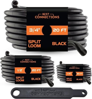 Best Connections 1/4'' 1/2'' 3/4'' x 20 ft Convoluted Tubing with Installation Tool