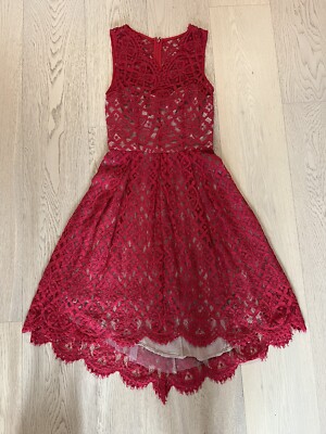 chinese dress ladies Tamara V-Neckline Ruched Long Sleeve Lace Mesh Dress Red– Selfie Leslie  Australia main image 0