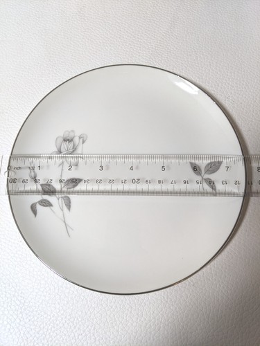 Queen's Royal China Japan Tea Trio Cup Saucer Plate Gray Rose Silver 14 Pl Set - Picture 11 of 12