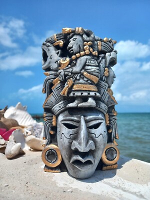 パック・フェイスマスク mayan Handcrafted Mayan Goddess Ixchel Clay Wall Mask: Mystical Art from