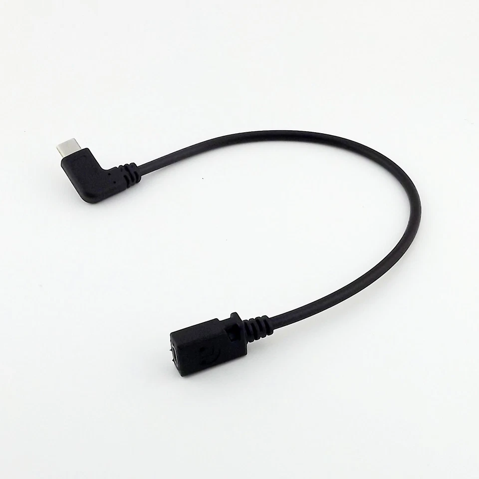 USB 3.1 Type-C Male Right Angle to Mini USB Female Charging Data Sync Cable 25cm - Image 2 of 4